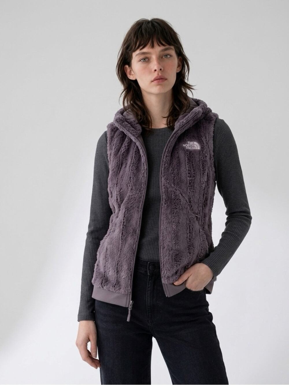 The North Face Women’s Furlander Hooded Faux Fur Gray Vest Size Small